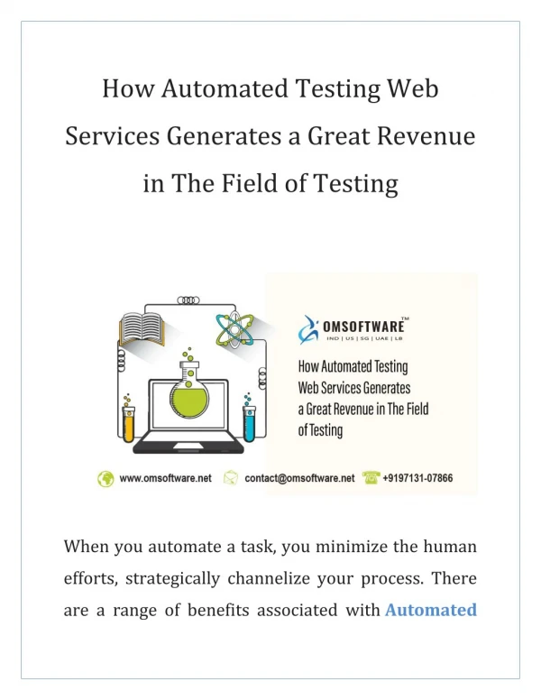 How Automated Testing Web Services Generates a Great Revenue in The Field of Testing