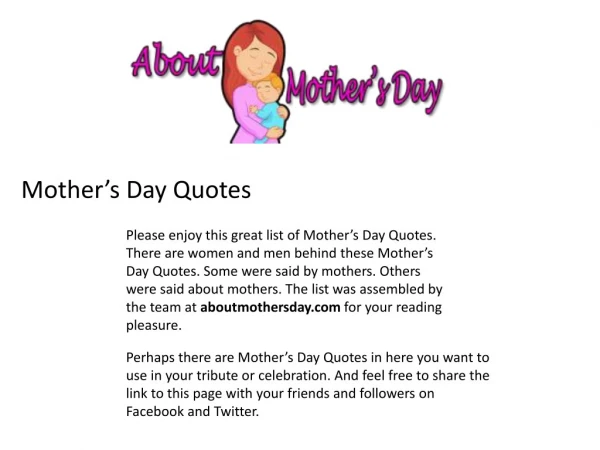 About Mother's Day