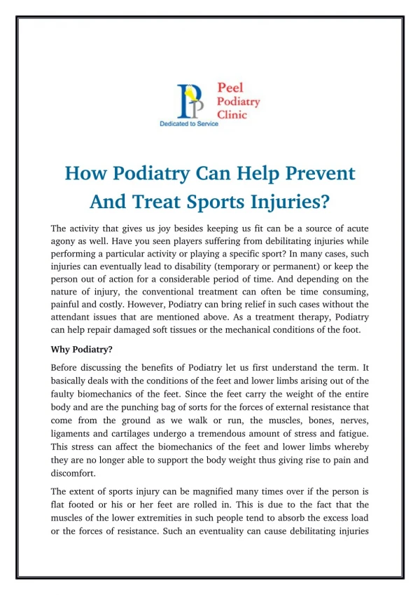 how podiatry can help prevent and treat sports