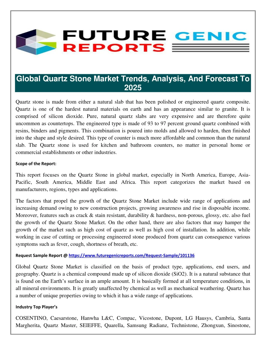 global quartz stone market trends analysis