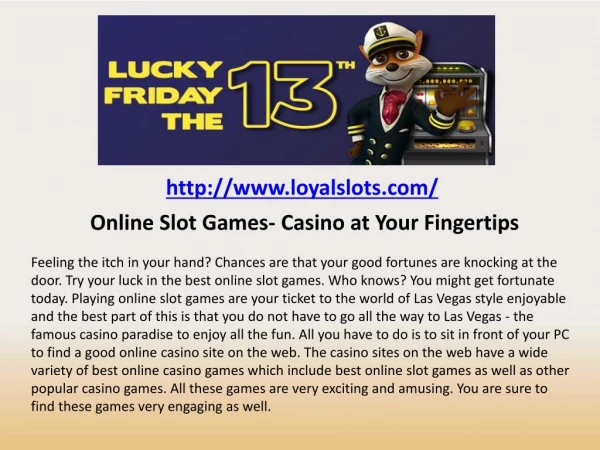 Online Slot Games- Casino at Your Fingertips