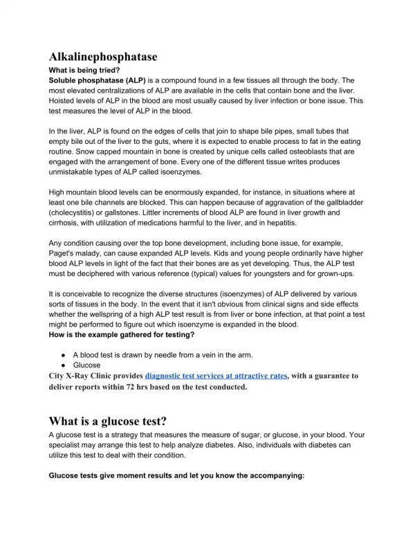 Alkalinephosphatase & glucose test