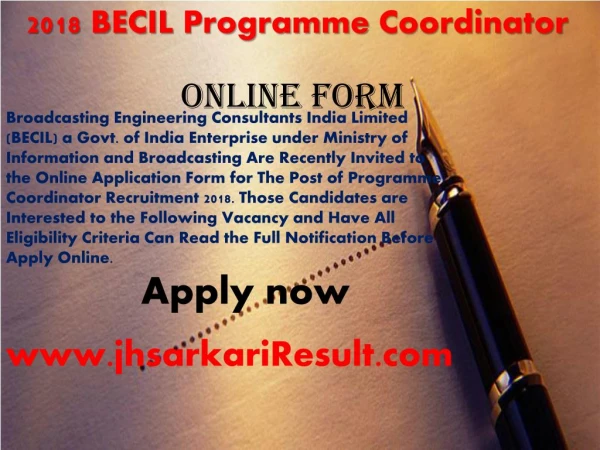 2018 BECIL Programme Coordinator Online Form