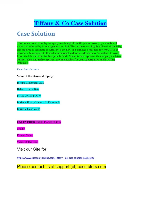 Tiffany & Co Case Solution