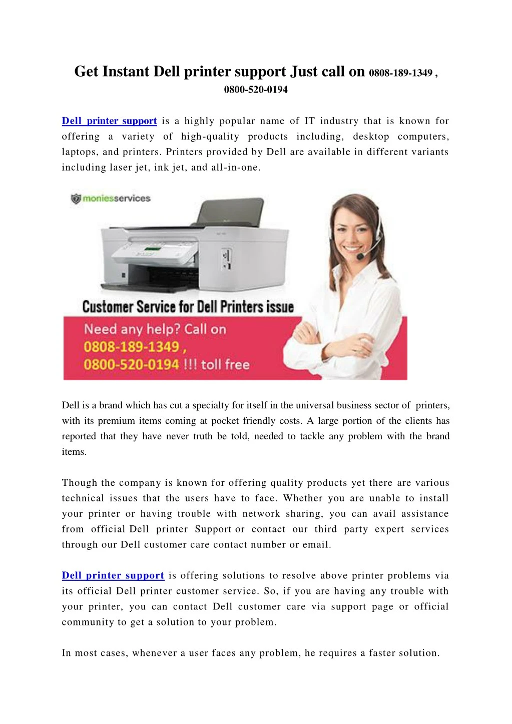 get instant dell printer support just call