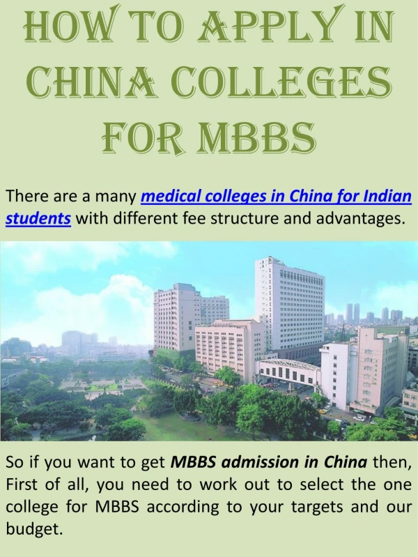medical colleges in China for Indian students