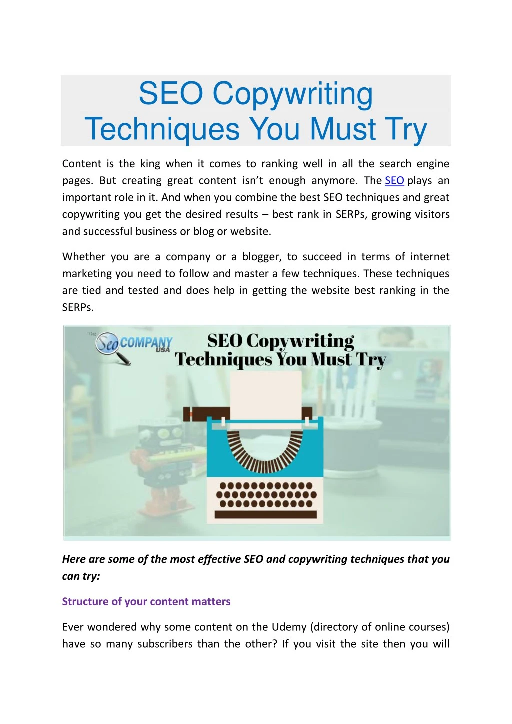 seo copywriting techniques you must try