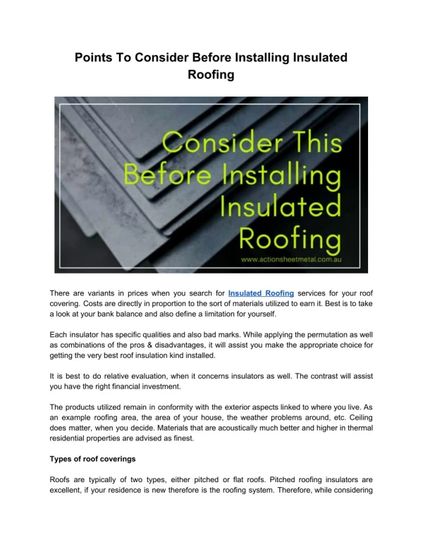 Insulated Roofing: Explained