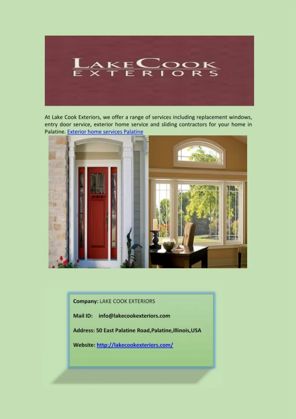 Exterior Home Services in Palatine by Lake Cook Exteriors