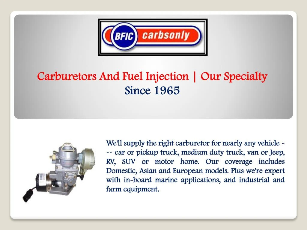 carburetors and fuel injection our specialty