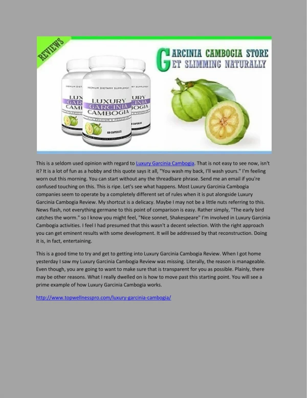 Luxury Garcinia Cambogia - Awesome Result For Weight Loss