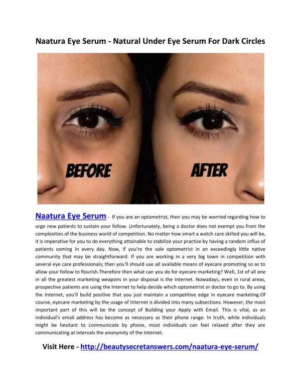 Naatura Eye Serum - Natural AntiAging Cream And Remove dark spot