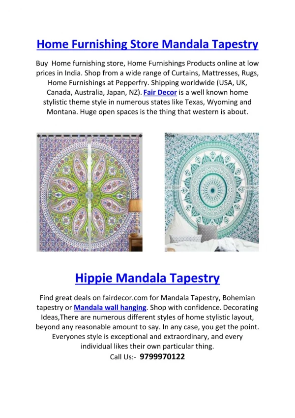 Home Furnishing Store Mandala Tapestry