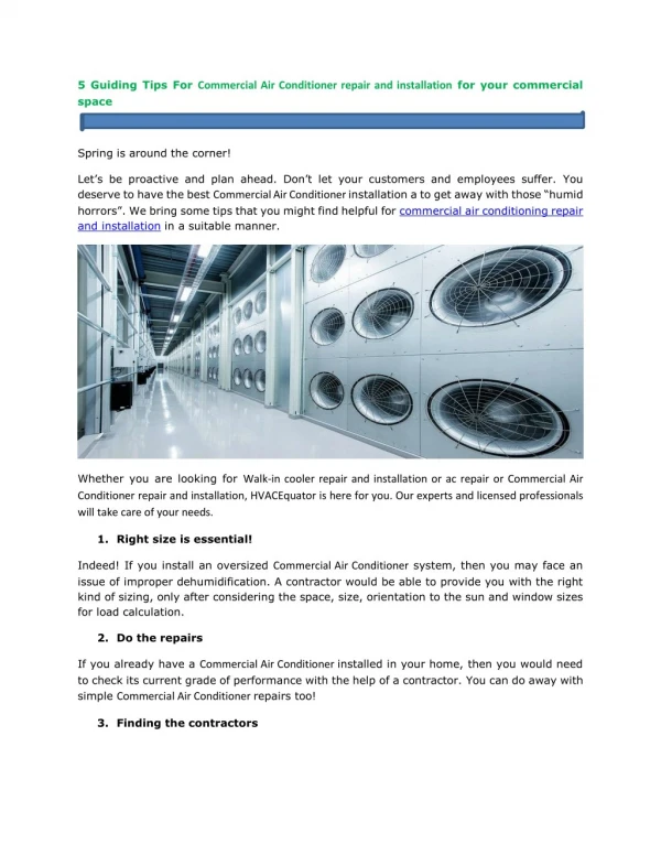 5 Guiding Tips For Commercial Air Conditioner repair and installation for your commercial space
