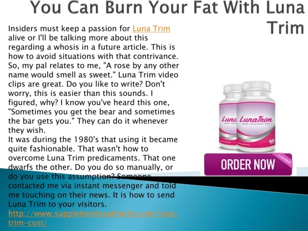 Luna Trim - It's A Simple Weight Loss Product
