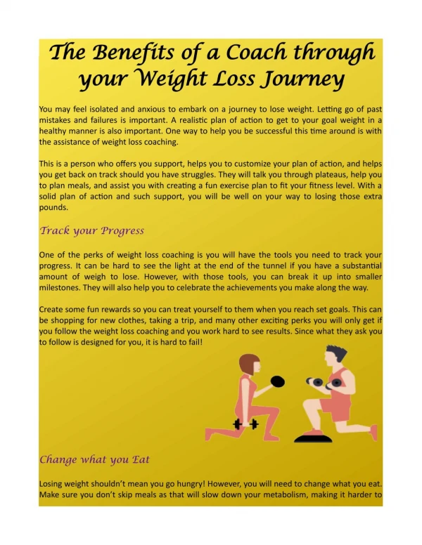 The Benefits of a Coach through your Weight Loss Journey