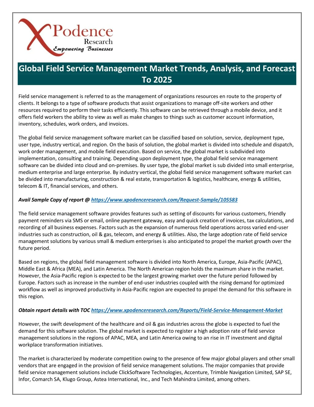 global field service management market trends