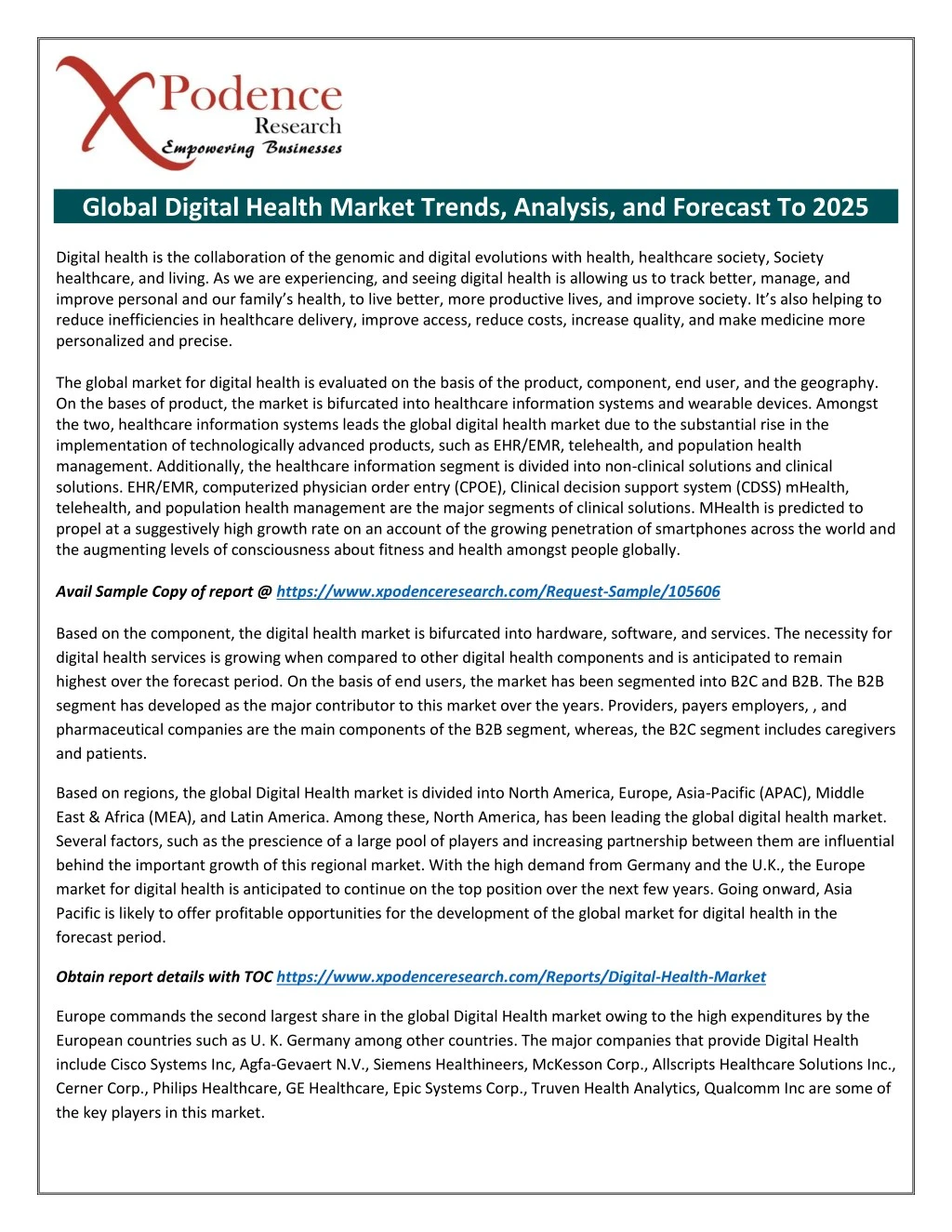 global digital health market trends analysis