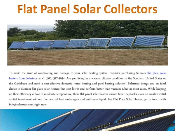Flat Panel Solar Collectors