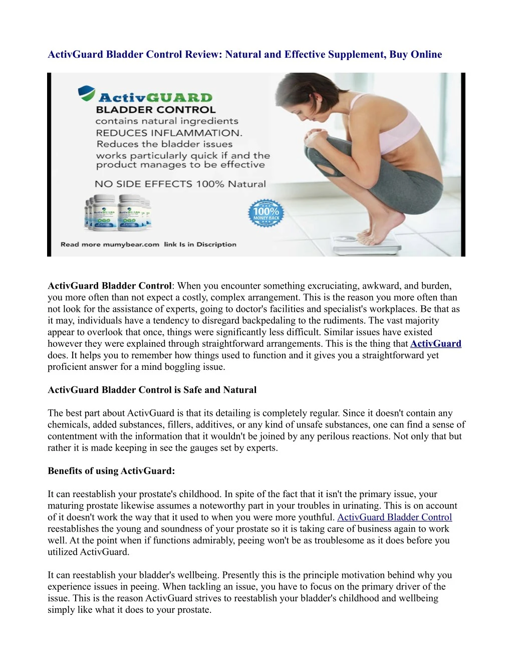 activguard bladder control review natural