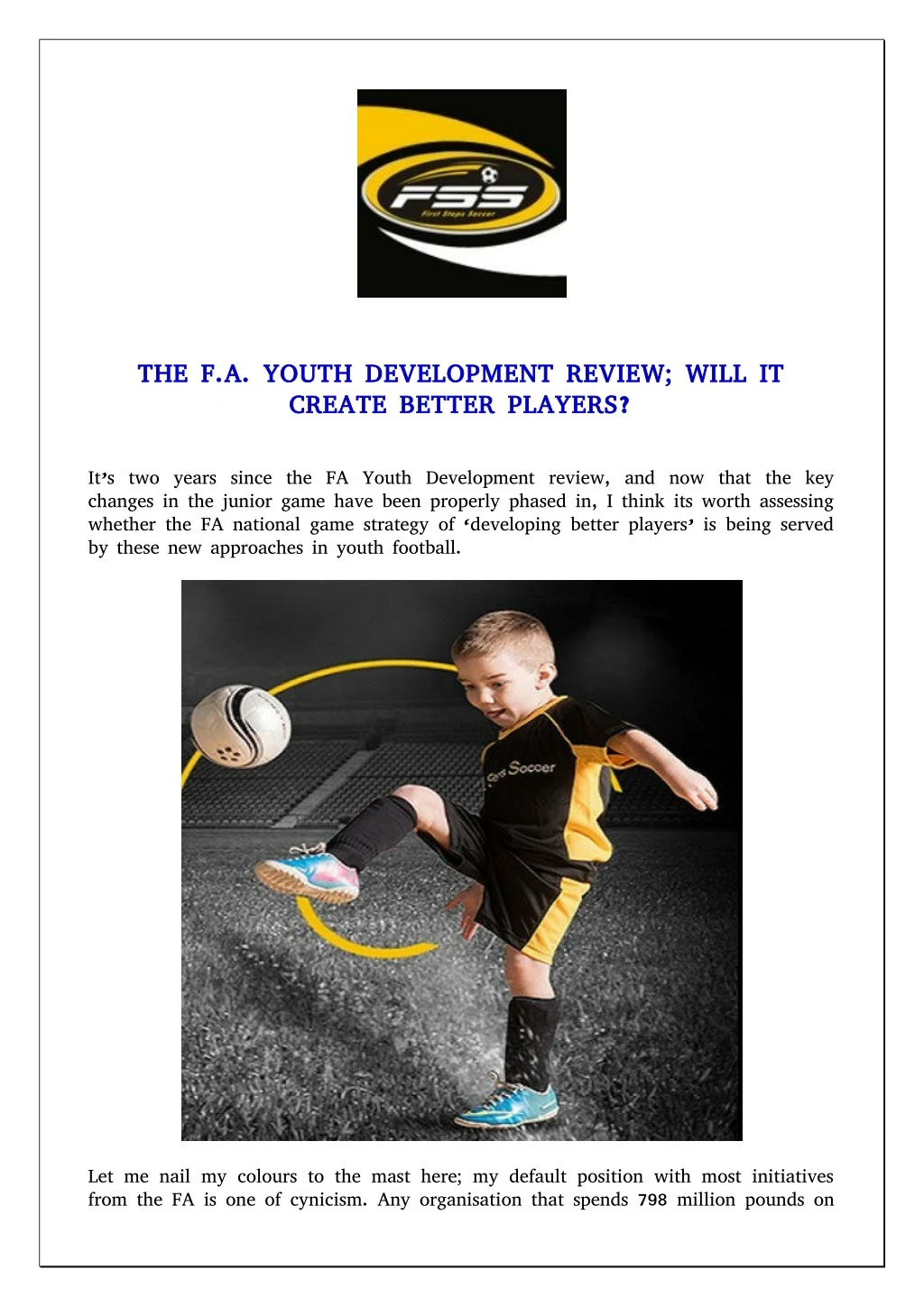 the f a youth development review will