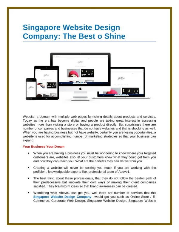 Singapore Website Design Company: The Best o Shine