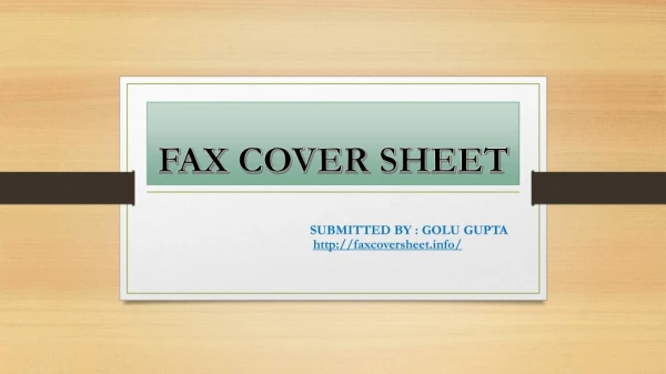 FAX COVER SHEET