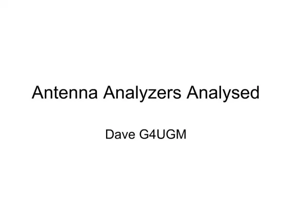 Antenna Analyzers Analysed