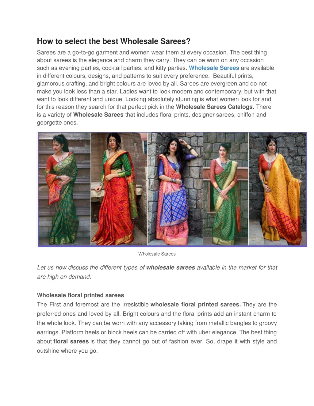 how to select the best wholesale sarees