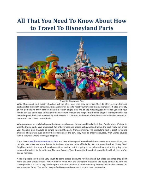 How To Travel To Disneyland Paris
