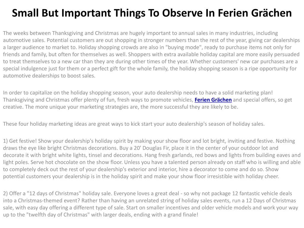 small but important things to observe in ferien gr chen