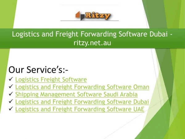 Logistics and Freight Forwarding Software Dubai - ritzy.net.au