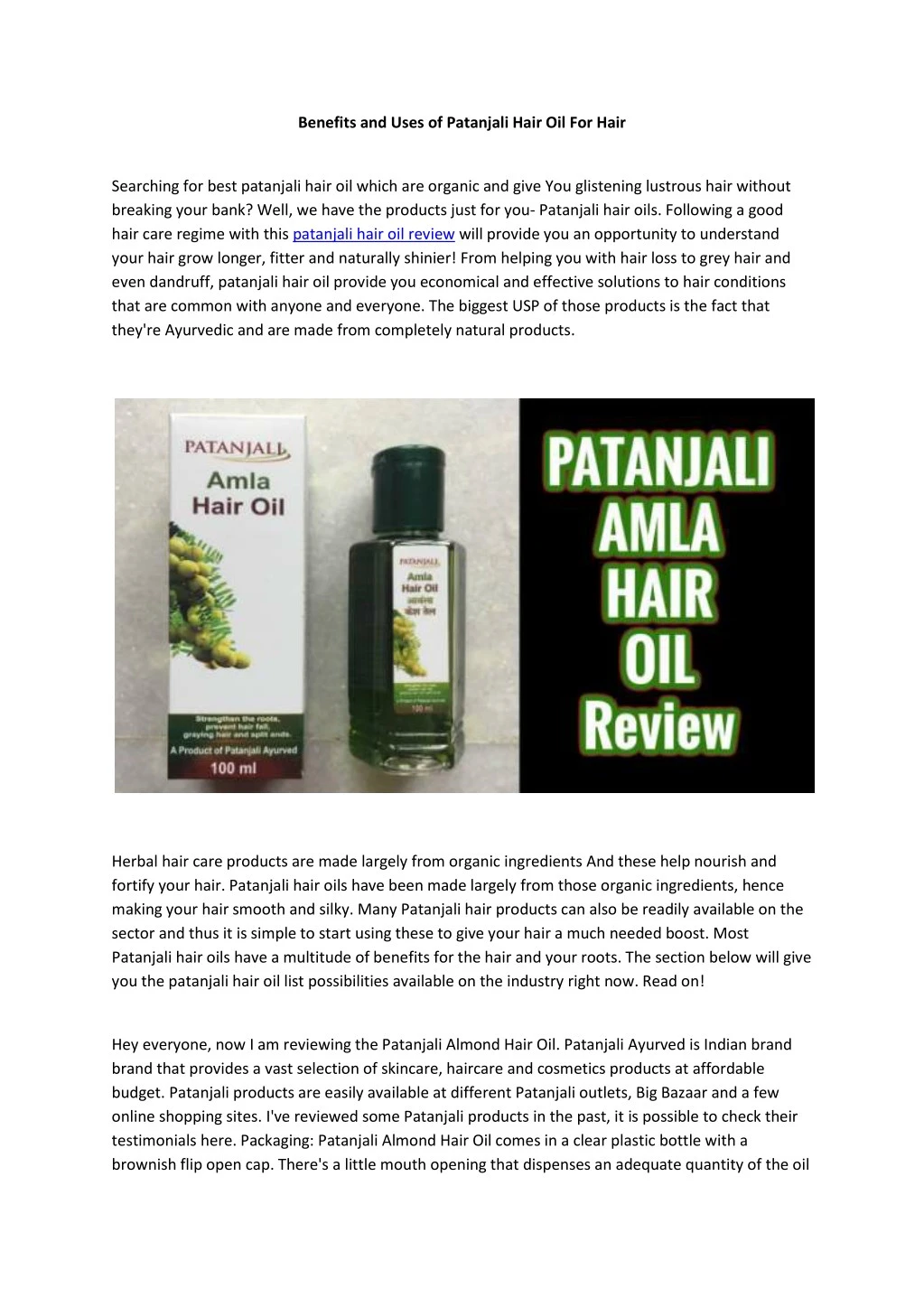 benefits and uses of patanjali hair oil for hair