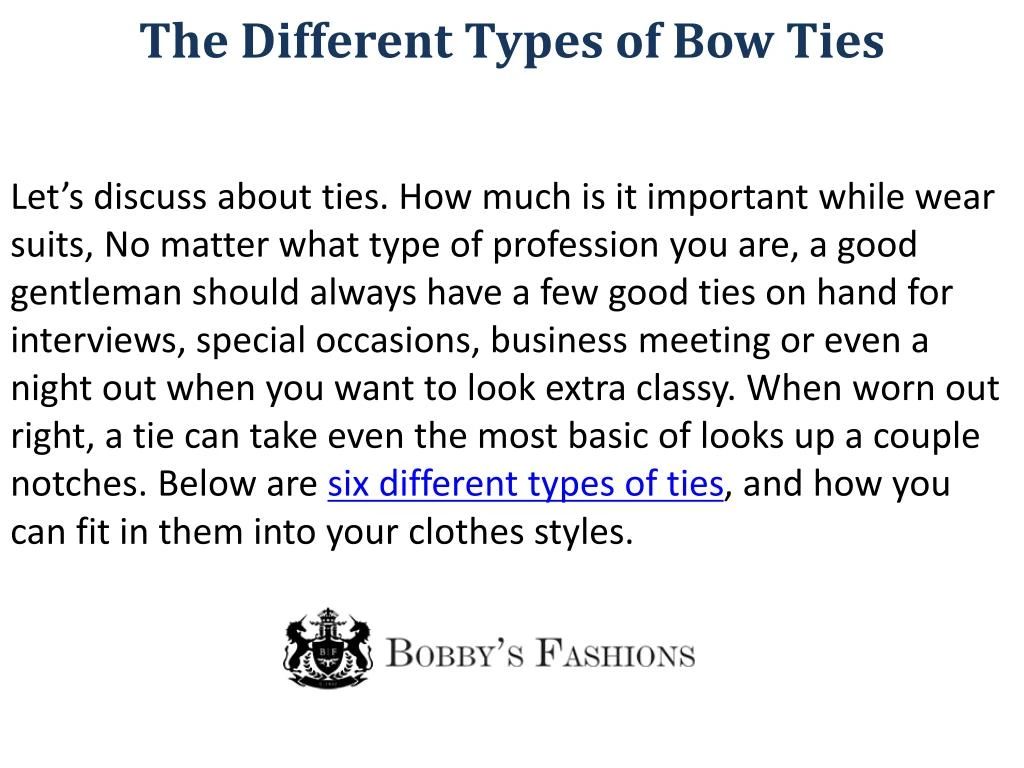 the different types of bow ties let s discuss