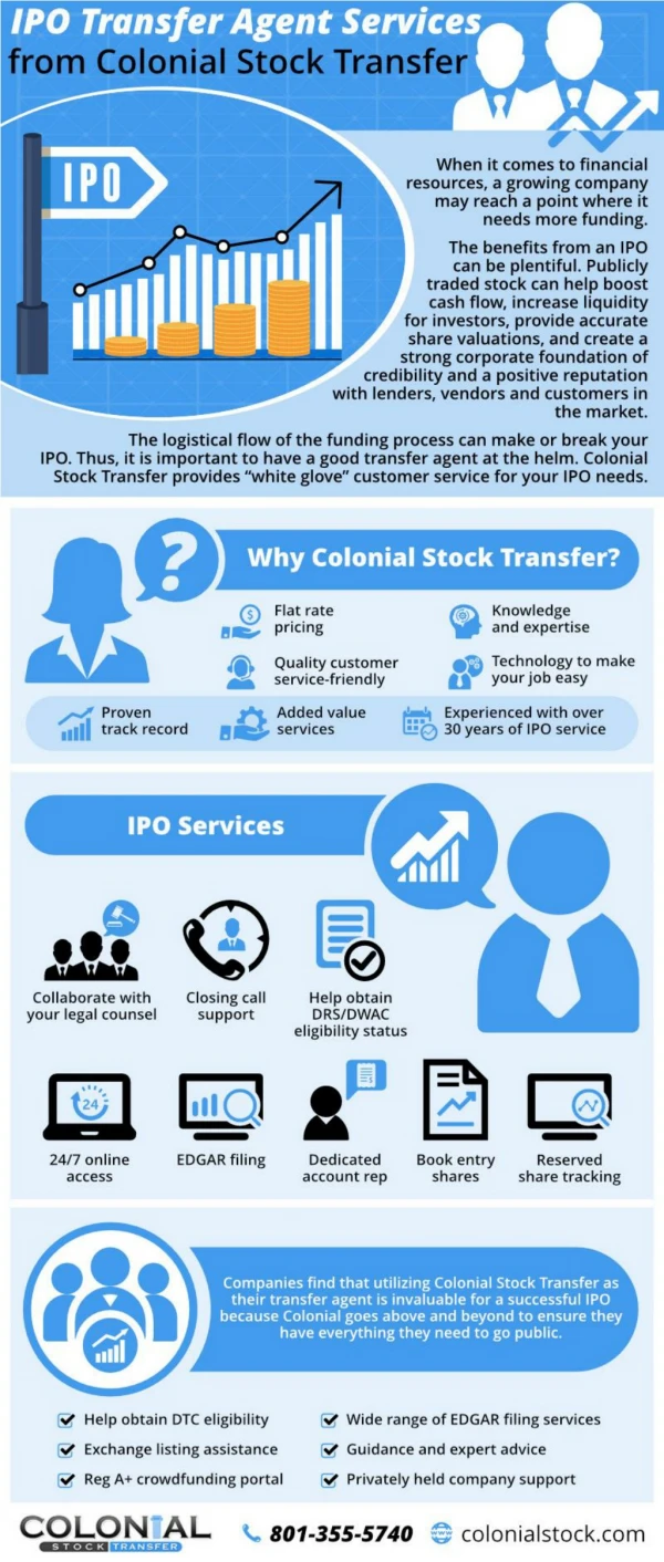 IPO Transfer Agent Services from Colonial Stock Transfer