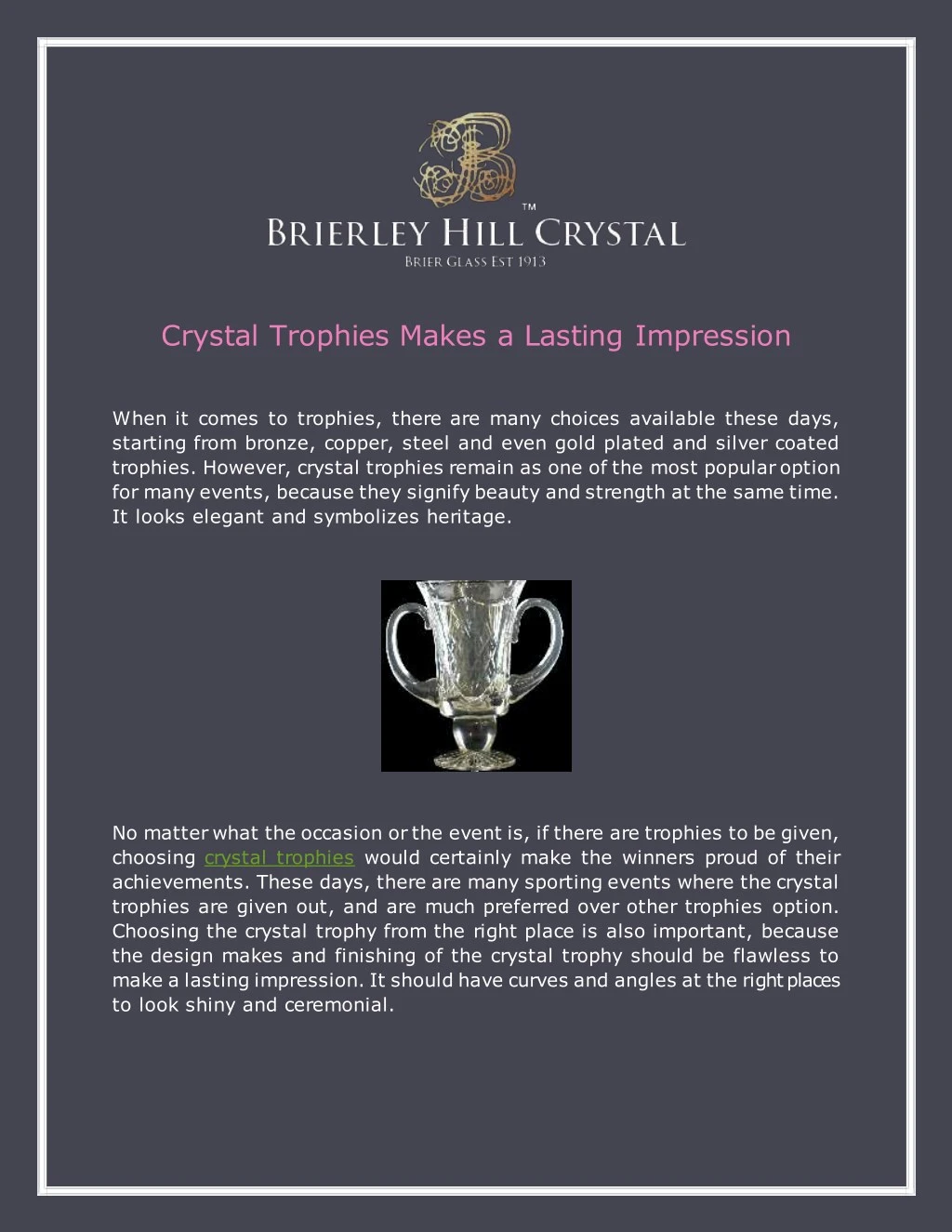 crystal trophies makes a lasting impression
