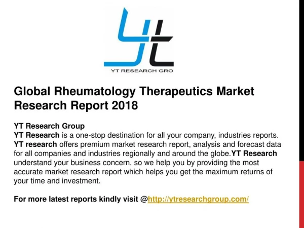 Global Rheumatology Therapeutics Market Research Report 2018