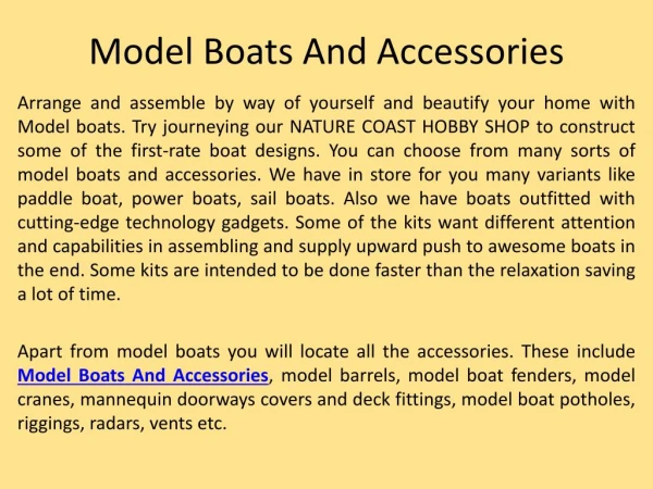 Model Boats And Accessories