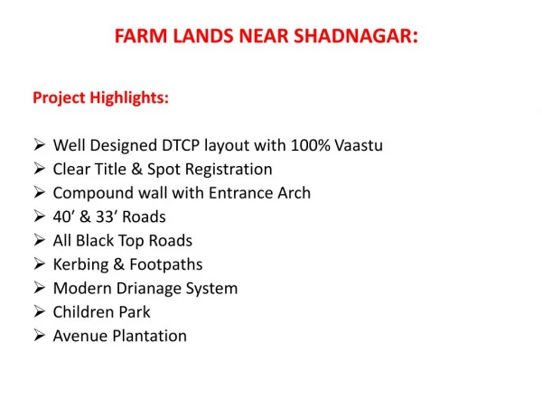FARM Lands near Shadnagar | Near by TATA University of Social Sciences