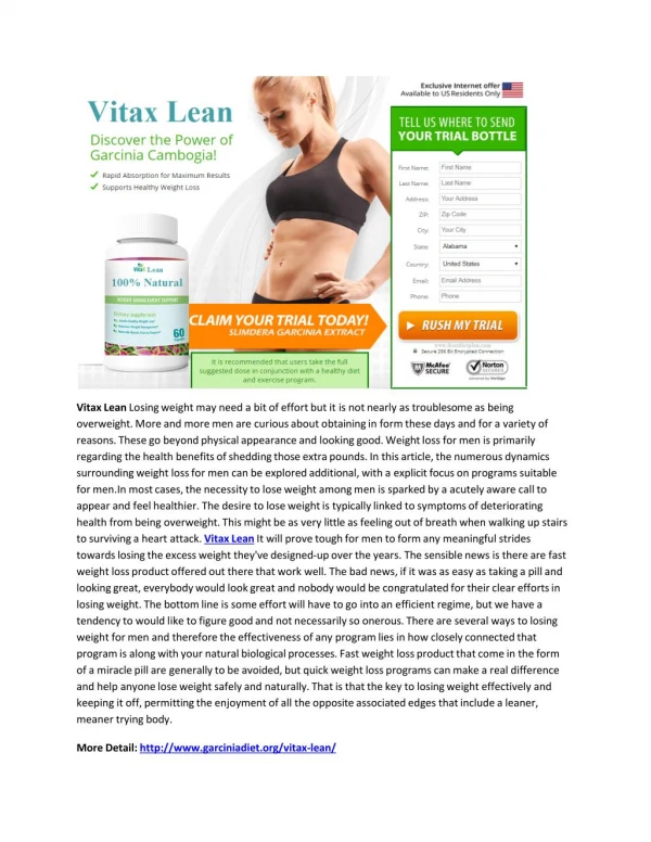 Vitax Lean - Achive Your Perfect Shape By Eliminating Fat Cells