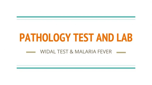 WIDAL TEST & MALARIA FEVER