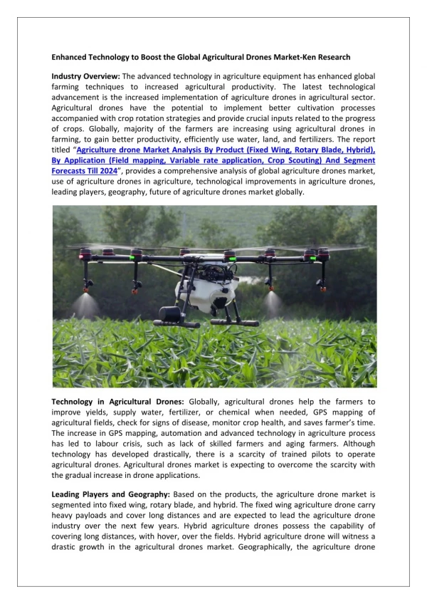Global Agricultural Drones Market Leading Players, Global Agricultural Drones Types Market-Ken Research