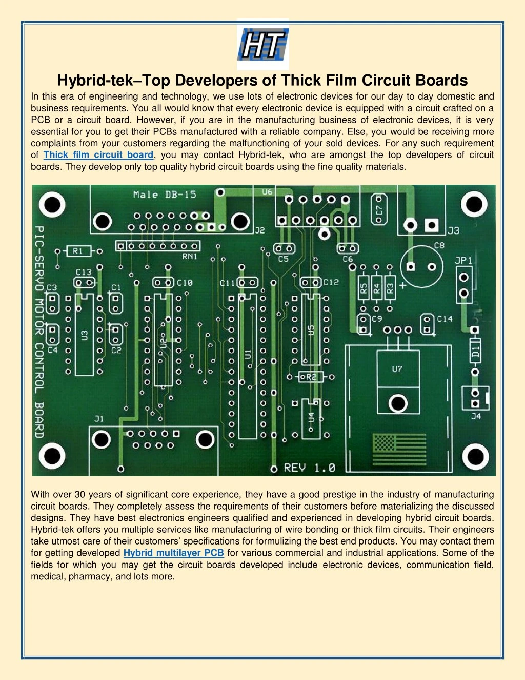 hybrid tek top developers of thick film circuit