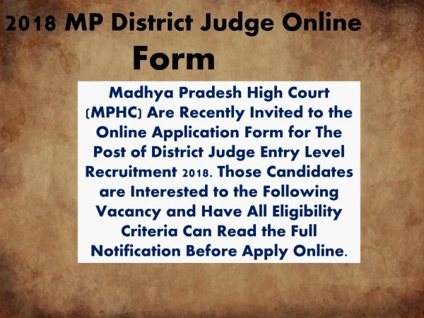2018 MP District Judge Online Form