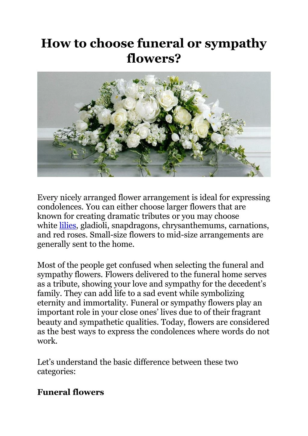 how to choose funeral or sympathy flowers