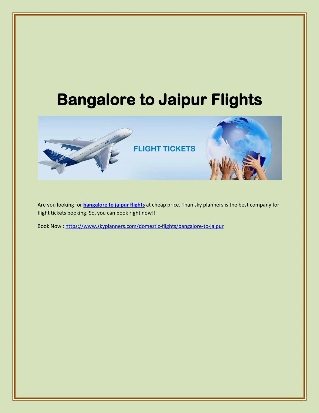 banga bangalore to jaipur lore to jaipur flights