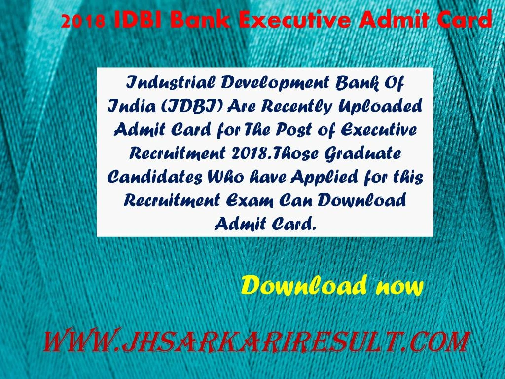 2018 idbi bank executive admit card