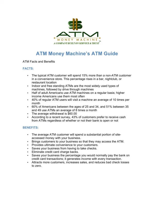 Benefits of Using ATM Machines