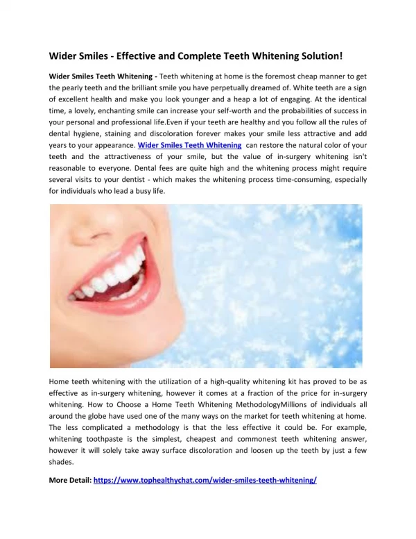 Wider Smiles Teeth Whitening - Get White Teeth & Beautiful Smile!