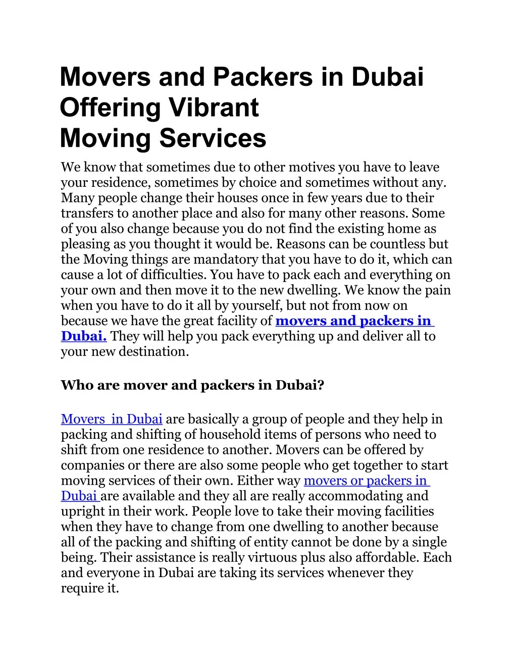 movers and packers in dubai offering vibrant